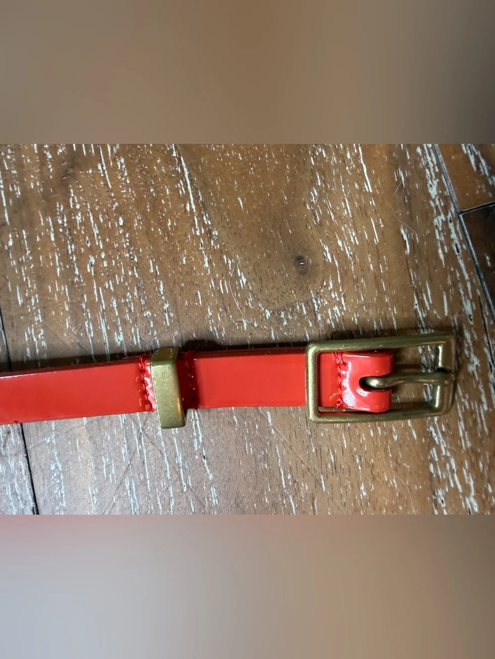 J. Crew Red Patent Leather Skinny Belt / Size Small - Picture 4 of 9